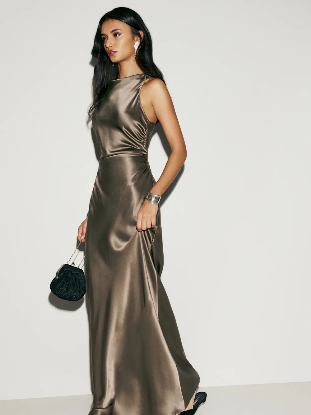 Reformation Anaiis Silk Dress Brown - Size 0